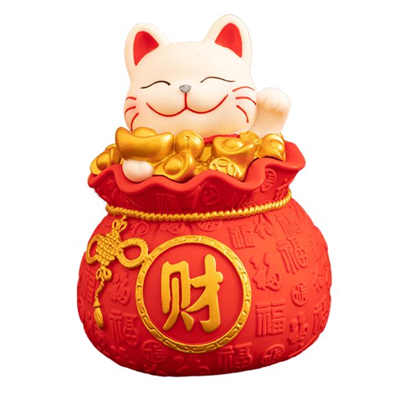 kowaku Chinese Cat Statue Money Bank Lucky Cat Sculpture Birthday Gift Figurine Saving Box Feng Shui Decoration for Entrance Bedroom B