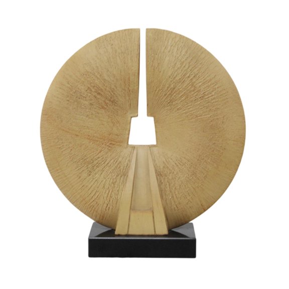 kowaku Circular Disc Sculpture Textured Statue Geometric Decor for Entryway, Reception Brown