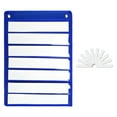 thumbnail image 1 of kowaku Classroom Pocket Chart 7 Rows with 10 Dry Eraser Cards Accessories Learning Tool for Students Words Number Home Grammar Cards Blue, 1 of 9
