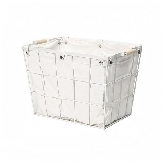 kowaku Cloth Lined Storage Basket Removable Liner Wire Storage Basket Metal Frame, White