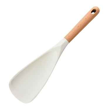 kowaku Cooking Spoon Heat Resistant Lightweight Convenient Multifunction Kitchen Utensil Wood Handle Spoon for Frying Baking Scrape S
