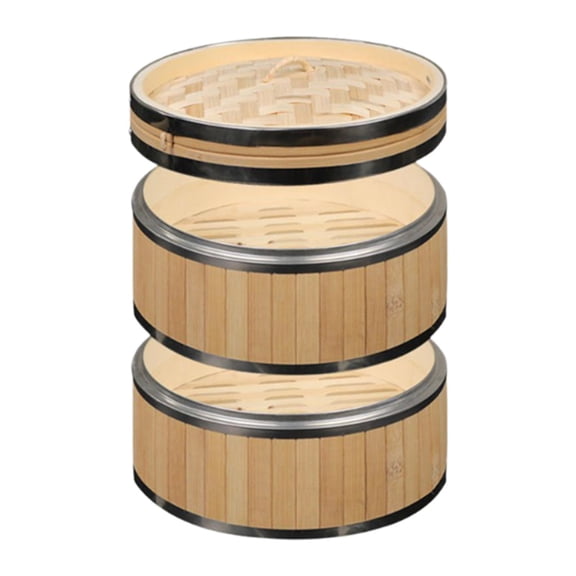 kowaku Cooking Steamer Bamboo Steamer Basket Dumpling Steamer Food Steamer Vegetable Steamer Crafted From Bamboo with Insulated Lid Suitable for Asian Dishes Double Layer