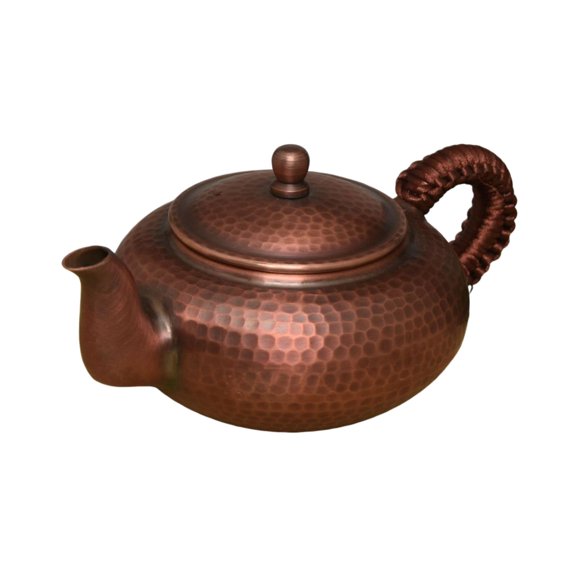 kowaku Copper Teapot Handmade Hammered Teapot Artisanal Tea Maker for Collectors, Home, Aged