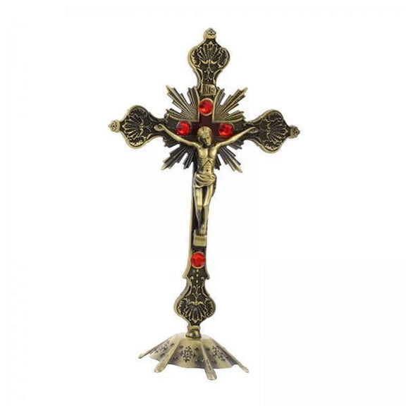 kowaku Crucifix Wall Cross Catholic Cross Wall Crucifix Ornament Decor Metal Build With Adhesive Base Spiritual Keepsake Suitable for gift giving home decoration office decor car dashboard 2 Pcs