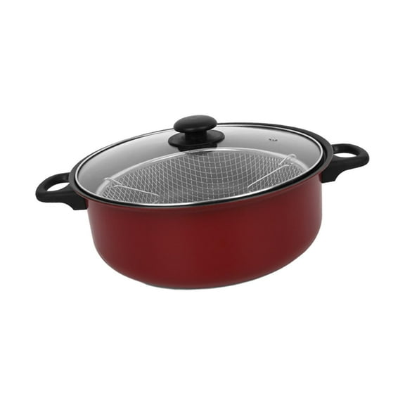 kowaku Deep Fryer Pot Nonstick Deep Frying Pan Cooking Pot Saute Pan Cookware for Presents Family Gathering Activities Party Outside 26cm