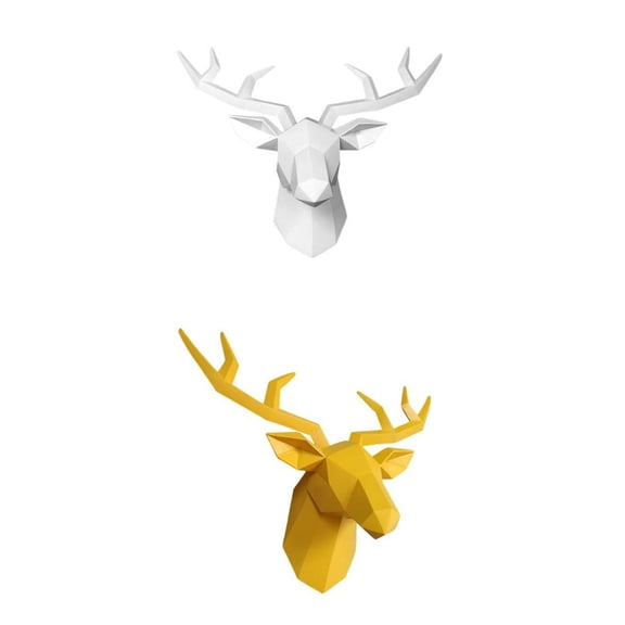 kowaku Deer Head Wall Mount Stag Head Wall Sculpture Resin Statue Figurine Buck Wall Decor Elk Sculpture Nordic Geometric Wall Accent Resin suitable for living room bedroom study office