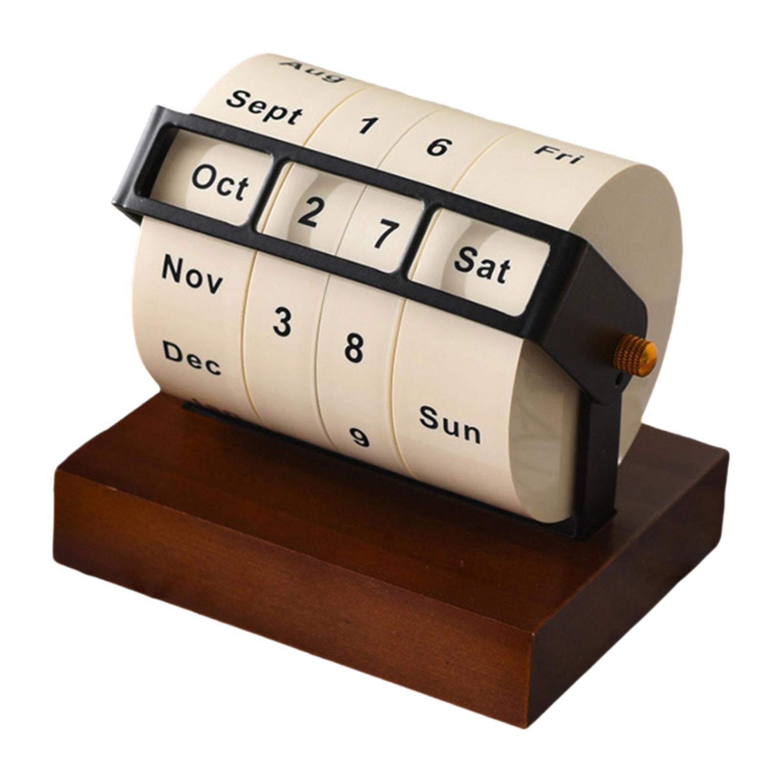 Walmart Deal of kowaku Desktop Calendar,Month Week Day Date Display,2025 Reusable Practical Stable Home Decor,Wooden Rotary Calendar for Shop School