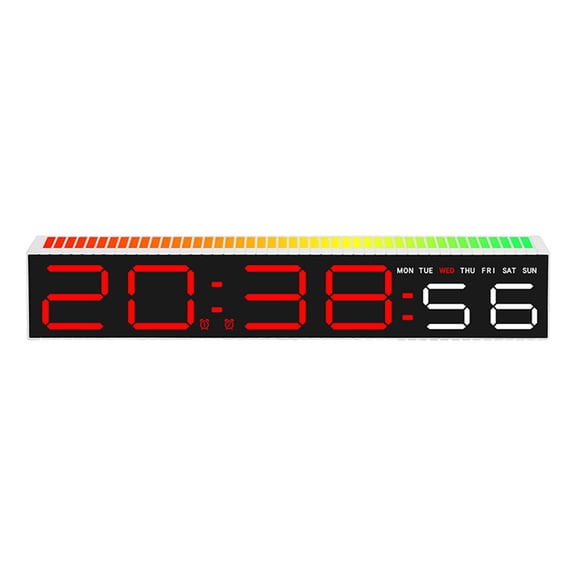 kowaku Digital Clock LED Music Electronic Clock 3 Adjust Brightness Large Display Easy to Read for Audio Enthusiasts Office Tabletop Red Light