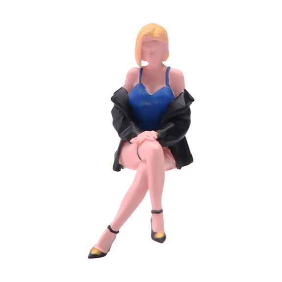 kowaku Diorama People Figure Micro Scene Model Resin Miniature Collectible Female Seated Accessory Hand Painted for Sand Table Building Train Layout Model