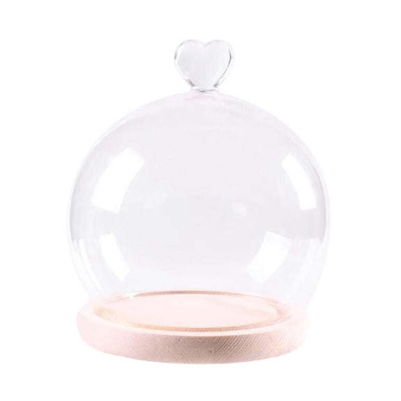 kowaku Display Dome Glass Cover Showcase with Wood Base Dustproof Round Case Decorative Tabletop Display Suitable for Gift Giving Home Decoration beige