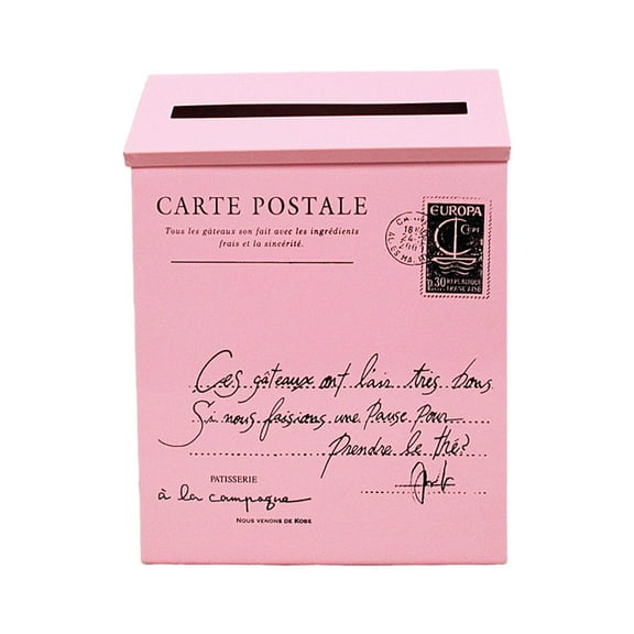 kowaku Drop Box Wall Hanging Mail Box Decorative Wall Mounted Mailbox Newspaper Holder Box for Yard Door Porch Decoration pink