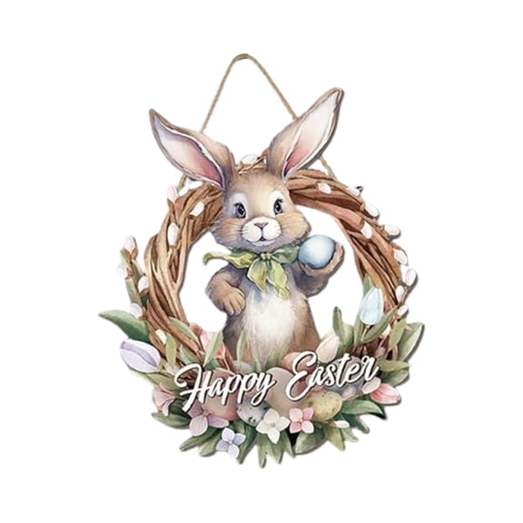 kowaku Easter Day Hanging Sign, Hanging Ornament, Outdoor Wooden Wall Plaque, Easter Day Decorations for Home, Living Room, Spring And Summer