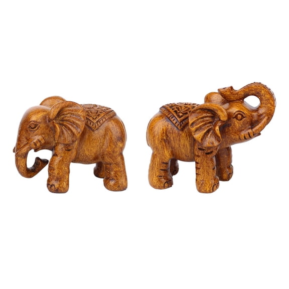 kowaku Elephants Statues Figurines Small Housewarming Congratulatory Gift Ornaments Thai for Car Bookshelf Bedroom Dining Table Home 2 pieces