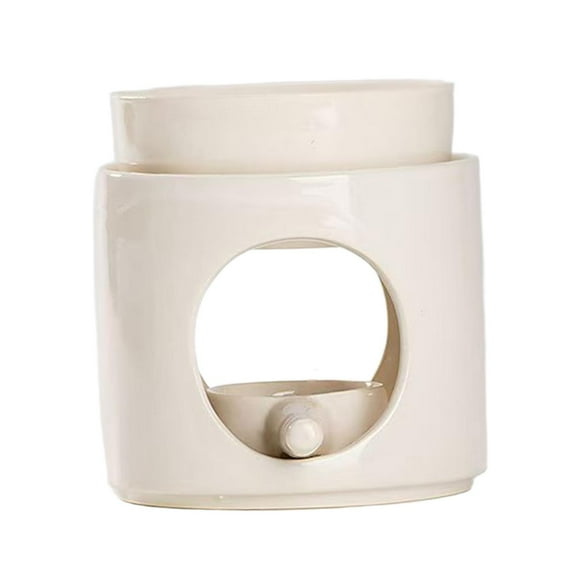 kowaku Essential Oil Burner Ceramic Split Candleholder Scented Oil Diffuser Tealight Candle Holder for Table Centerpiece Living Room Beige