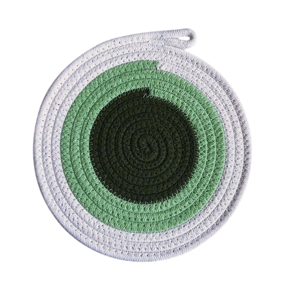 kowaku Farmhouse Table Mat, Cotton Rope Placemat, Rustic,Heat Resistant,Round Woven Placemat Braided Place Mat for Dining Countertop Green 24cm