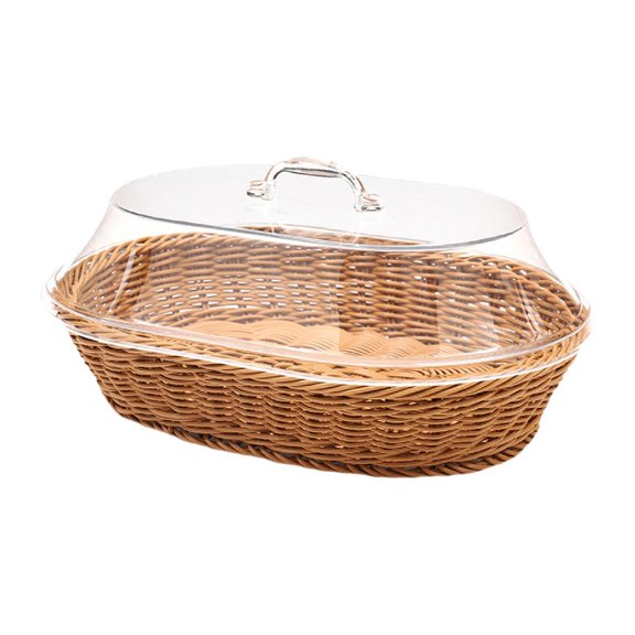 kowaku Food Serving Basket Imitation Rattan Woven Bread Basket Wicker Fruit Basket Drain Basket with Cover for Shelves, Kitchen,Home 30cmx40cm