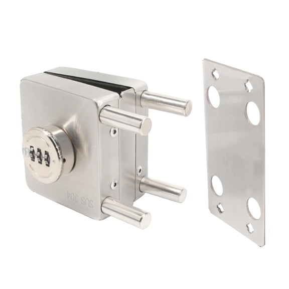kowaku Frameless Glass Door Lock, Push Sliding Door Lock, Keyless Gate Lock, Mechanical Password Lock for Bathroom, Shopping Mall, Shower Room Square Single Door