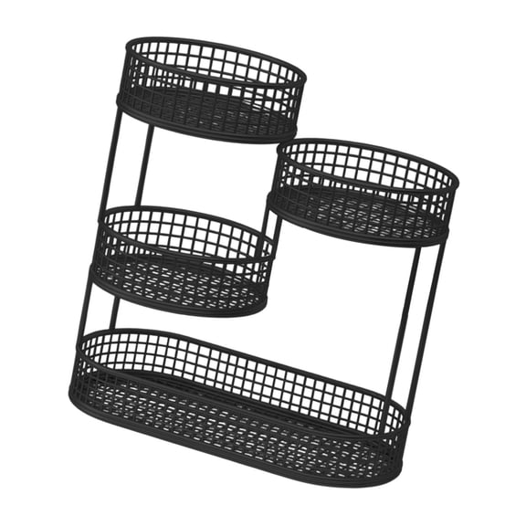 kowaku Fruit Basket Metal Wire Fruit Bowl Vegetable Storage Bowl Iron Wire Snacks Serving Tray Plate Breathable Design Organizer Suitable for Living Room Bed Black