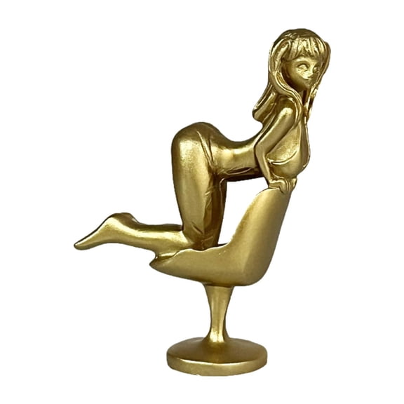 kowaku Girl Mini Statue Miniature Girl Figurine Home Decor Display Resin Sculpture Desk Figure for Bookshelf Bedroom Livingroom Dorm Golden