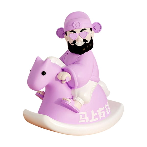 kowaku God of Wealth Figurine Cute Creative Small Statue for New Year Shelf Bedroom Purple