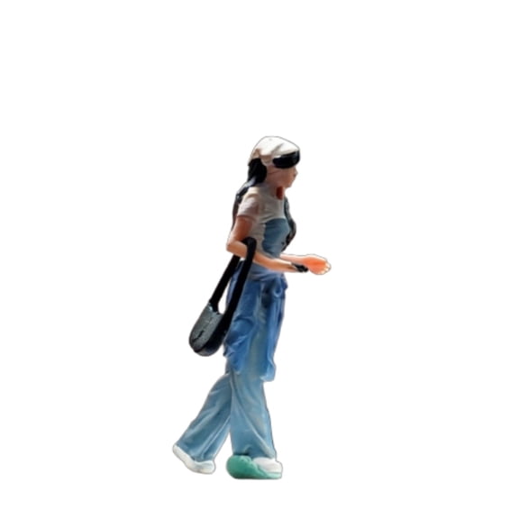 kowaku Hat Girl Miniature Figurine Highly Detailed Sand Table Person Model Realistic Design 1/64 Scale Girl Figure for Collectors, Hobbyists, Desktop Decoration