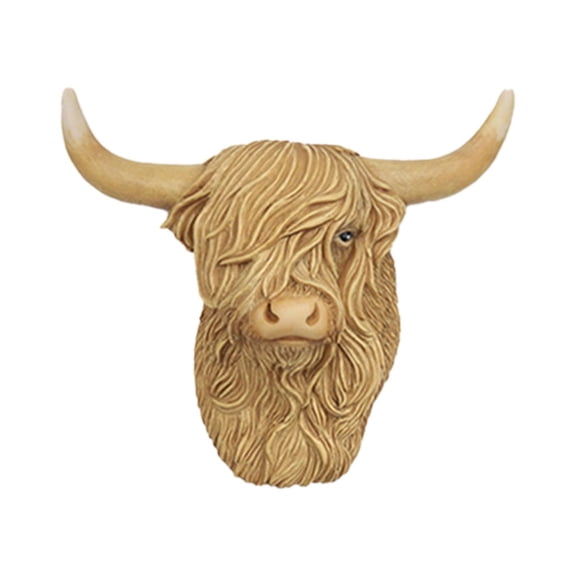 kowaku Highland Cow Decor Bull Head Wall Art Novelty Crafts Ornament Wall Sculpture for Garden Entryway Office Farmhouse Living Room Yellow