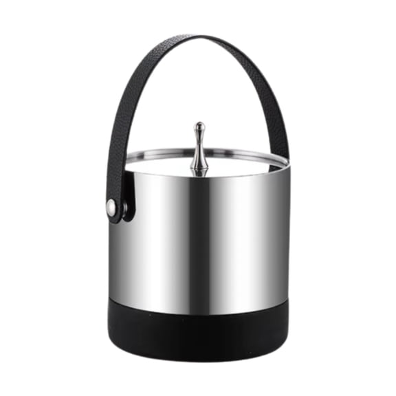 kowaku Ice Bucket Barrel Keeps Drinks Cold Cooling Container Metal Ice Pail Champagne Bucket for Bar Patio Wedding Backyard Barbecue PU leather handle