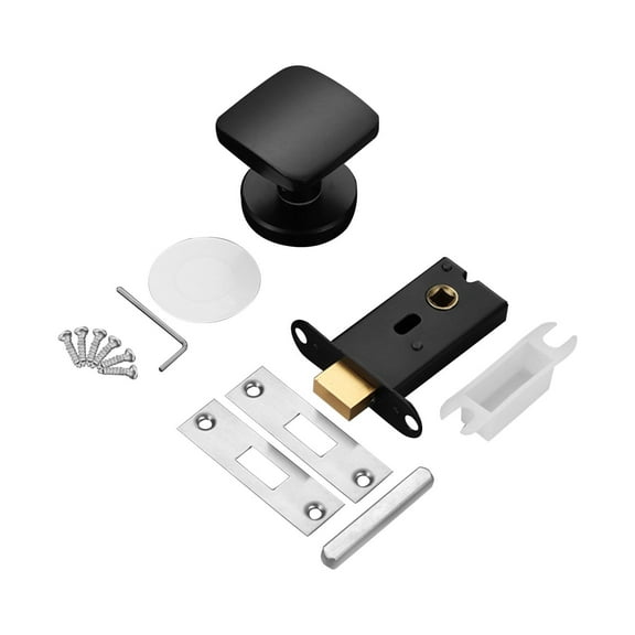 kowaku Invisible Door Lock Square Door Handle Modern Room Lock Easy Installation Hardware Interior Door Knob for Living Room black