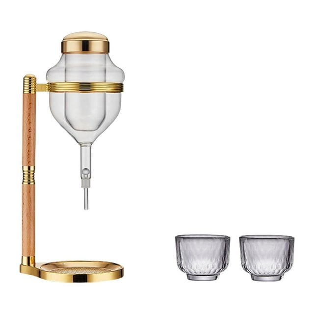 kowaku Japanese Cold Sake Decanter ,Cold Sake Chilled Server, Decanter ,Sturdy with Cups Sake Pot Dispenser for Cold Sake Party gold