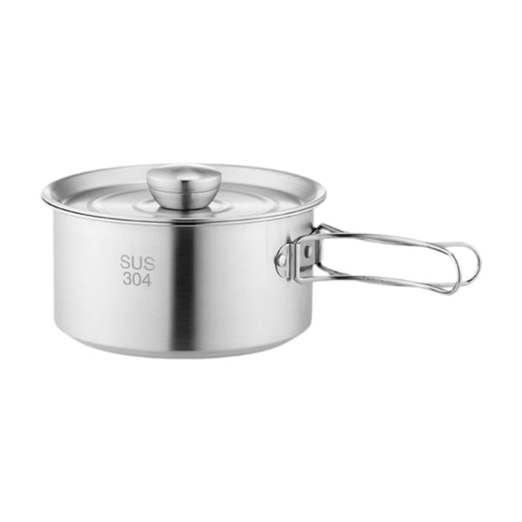 kowaku Kitchen Utensil Foldable Handle Stockpot with Lid for Picnics Hiking Fishing 2000ML