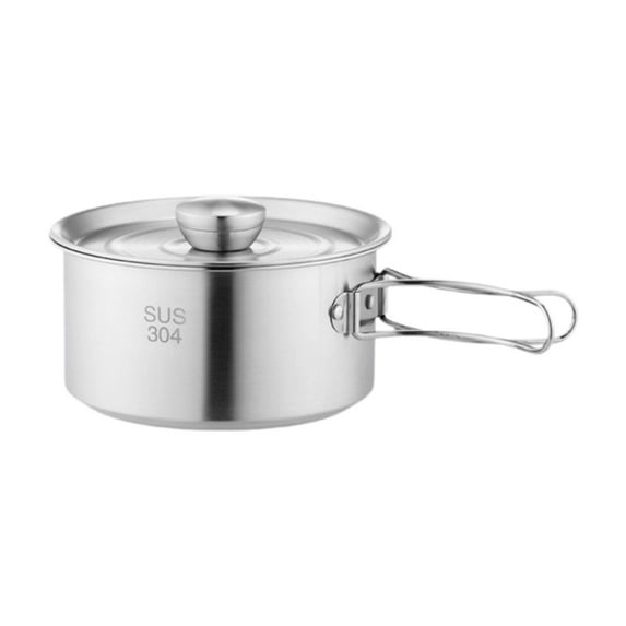 kowaku Kitchen Utensil Foldable Handle Stockpot with Lid for Picnics Hiking Fishing 2000ML