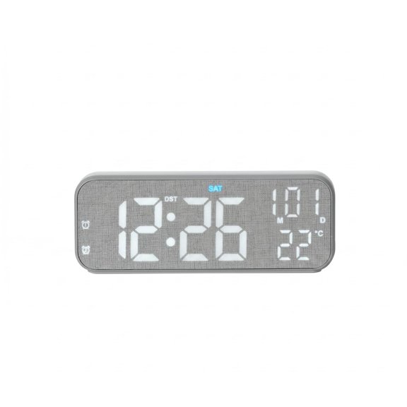 kowaku LED Desk Clock Border Desktop Alarm Clock Modern Design Timekeeping Device 5801 Gray Fabric