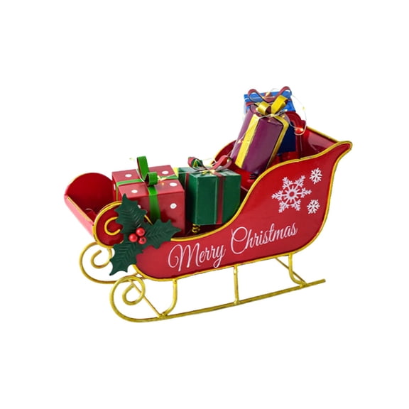 kowaku Lighted Christmas Table Decoration Figurine Christmas Gift Iron Tabletop Centerpiece Sculpture for Shelf Indoor Bedroom Party Sleigh