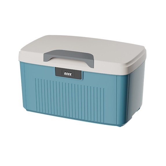 kowaku Lockable Storage Box Four Digit Password Versatile Large Spacious Household Portable Trunk Locking Container Bin Lockable Box Blue