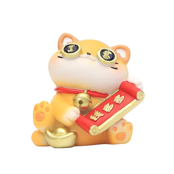 kowaku Lucky Cat Figurine Animal Sculpture Resin Cartoon Car Dashboard Decor Statue for Cabinet Table Desk Living Room Home D