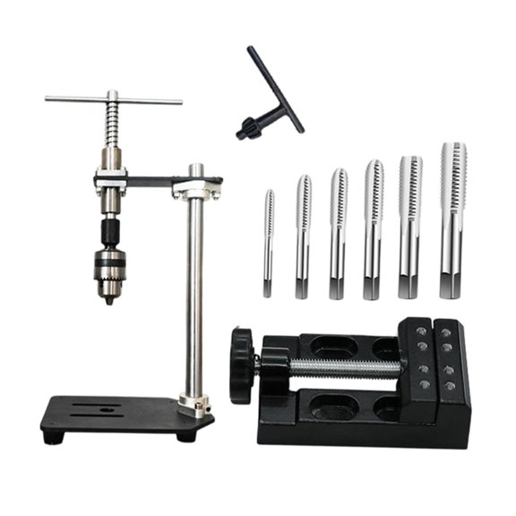 kowaku Manual Tapping Machine with 6 Tap Set Hand Threading Tool Metal Construction Quick Adjustment for Professionals Suitable for Hobbyists DIY Pro