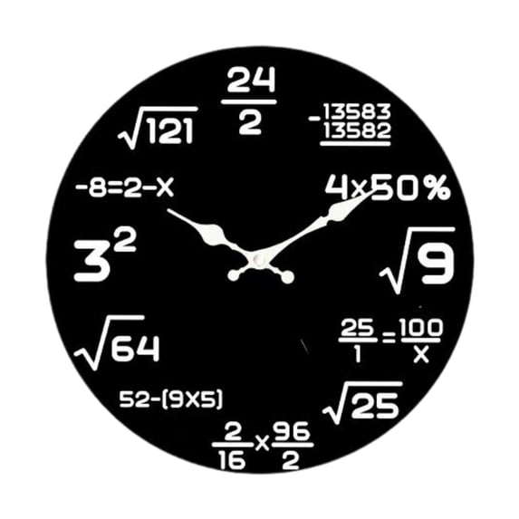 kowaku Math Equations Wall Clock Creative 30cm Simple Mathematics Black ...