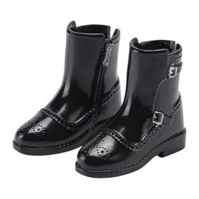 kowaku Mini Doll Figure Boots Pair for 1/8 Scale Action Figure Accessory Female Male PVC Simulation Shoe Kit Suitable for Collectors Display Gift Giving Home black