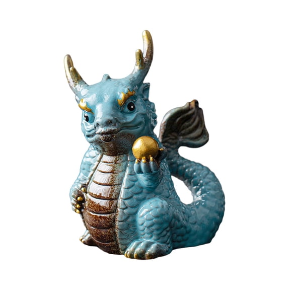 kowaku Mini Dragon Figurine Decorative Statue Miniature Figurine Tabletop Ornament for Bookshelf Centerpiece Cabinet Gift Home Decor Blue