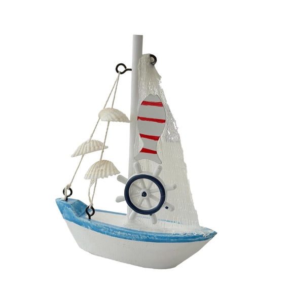 kowaku Mini Sailboat Model Beach Nautical Handmade Decorative Table Ornament Wooden Miniature Sailing Boat for Landscape Living Room Style A