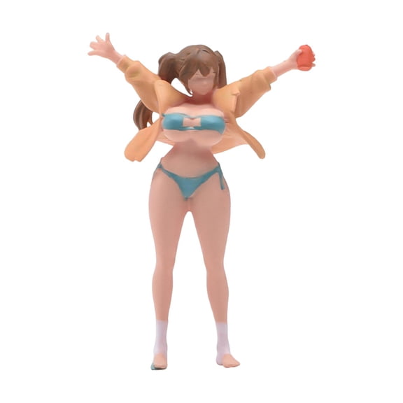 kowaku Miniature Figurines 1/64 Scale Dancing Girl Resin Figure Tiny People Model Diorama Pigtails Girl Model Scene Accessory Wearing Coat Suitable for Home