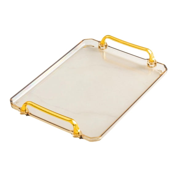 kowaku Modern Serving Tray, with Handles Rectangular Multi-Function Platters Storager Kitchen Organizer, for Table Home Dessert Lunch Coffee - amber