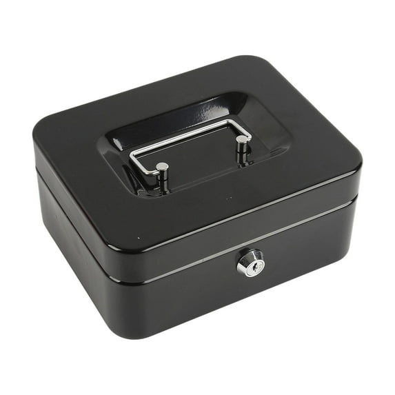 kowaku Money Box with Lock with Keys Modern Portable with Top Handle Metal Lockable Money Saving Box for Classroom Prizes Girls Boys Black