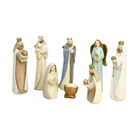 kowaku Nativity Set Jesus Holy Family Statue Indoor Christmas Resin Tabletop Craft Collection Home Xmas Decoration Ornament Figurine Color