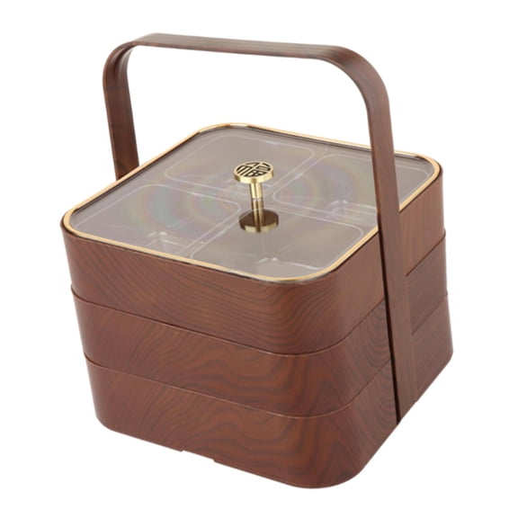 kowaku Party Snacks Tray Dried Fruit Tray with Lid Snack Serving Tray Divided Serving Tray Appetizer Platter for Dessert Fruits Cakes Three layer
