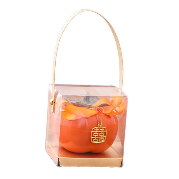kowaku Persimmon Ceramic Candy Jar Tea Storage Jar Candy Bowl Gift Tea Container Tea Canister Wedding Candy Box for Wedding Birthday Orange S 7.6cmx6.8cm