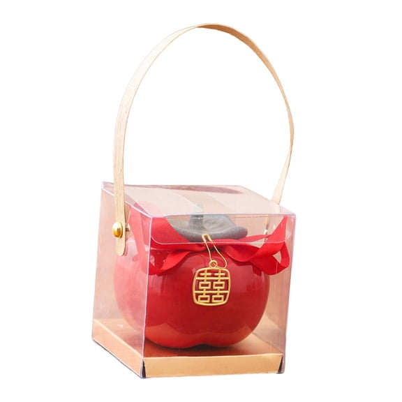 kowaku Persimmon Ceramic Candy Jar Tea Storage Jar Candy Bowl Gift Tea Container Tea Canister Wedding Candy Box for Wedding Birthday Red S 7.6cmx6.8cm