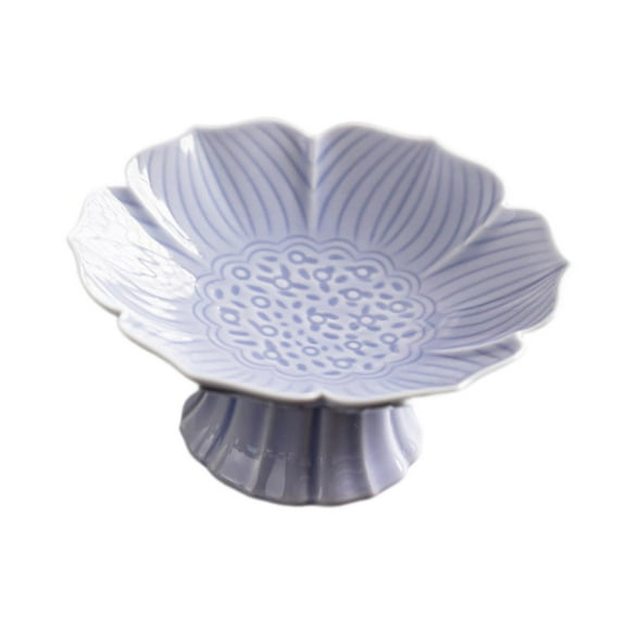 kowaku Porcelain Footed Bowl Dessert Display Stand Table Decor Multifunctional Snacks Plate Decorative Bowl Lotus Shaped for Farmhouse