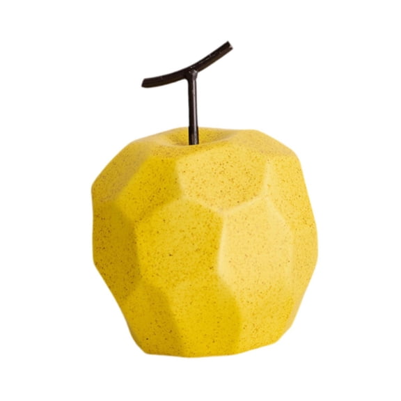 kowaku Porcelain Fruit Sculpture Fruit Ornament Collectible Creative Table Fruit Statue Geometric Fruit Decor for Festival Home Office Yellow Apple