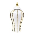 thumbnail image 1 of kowaku Porcelain Ginger Jars for Home Decor - White Gold Decorative Ginger Jar Vase  with Lid - Ceramic Temple Jar, 1 of 8
